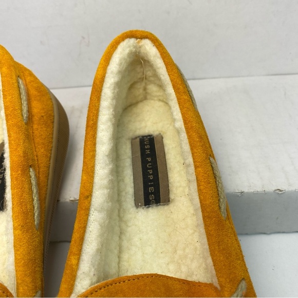 Hush Puppies Orange Suede Moccasins Fur Lined Loafer Slippers Women's Size 9 - Picture 6 of 15